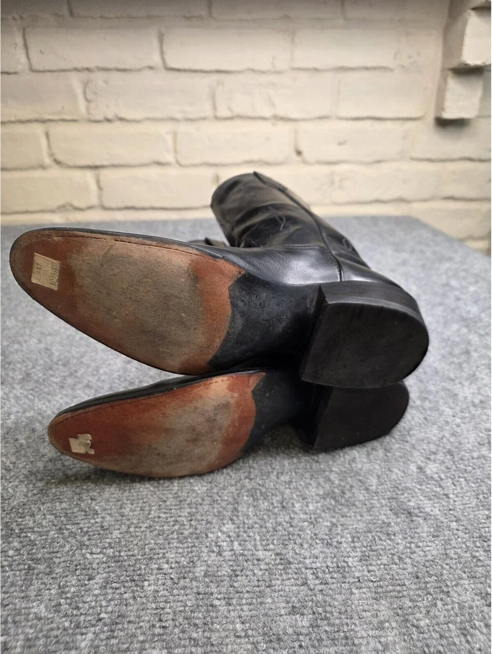 Vintage Rios of Mercedes Black Leather Cowboy Boots Men's Size 8.5 AAA Narrow